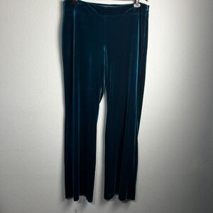 Iris Setlakwe Velvet Lined Pants Teal Blue Wide Leg Flashy Dressy Bold Size 12